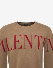 Load image into Gallery viewer, Beige Logo Intarsia Cashmere Sweater
