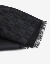 Load image into Gallery viewer, Black &amp; Grey Chequered Logo Wool Scarf

