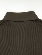 Load image into Gallery viewer, Khaki Polo T-Shirt with Ribbed Inserts -
